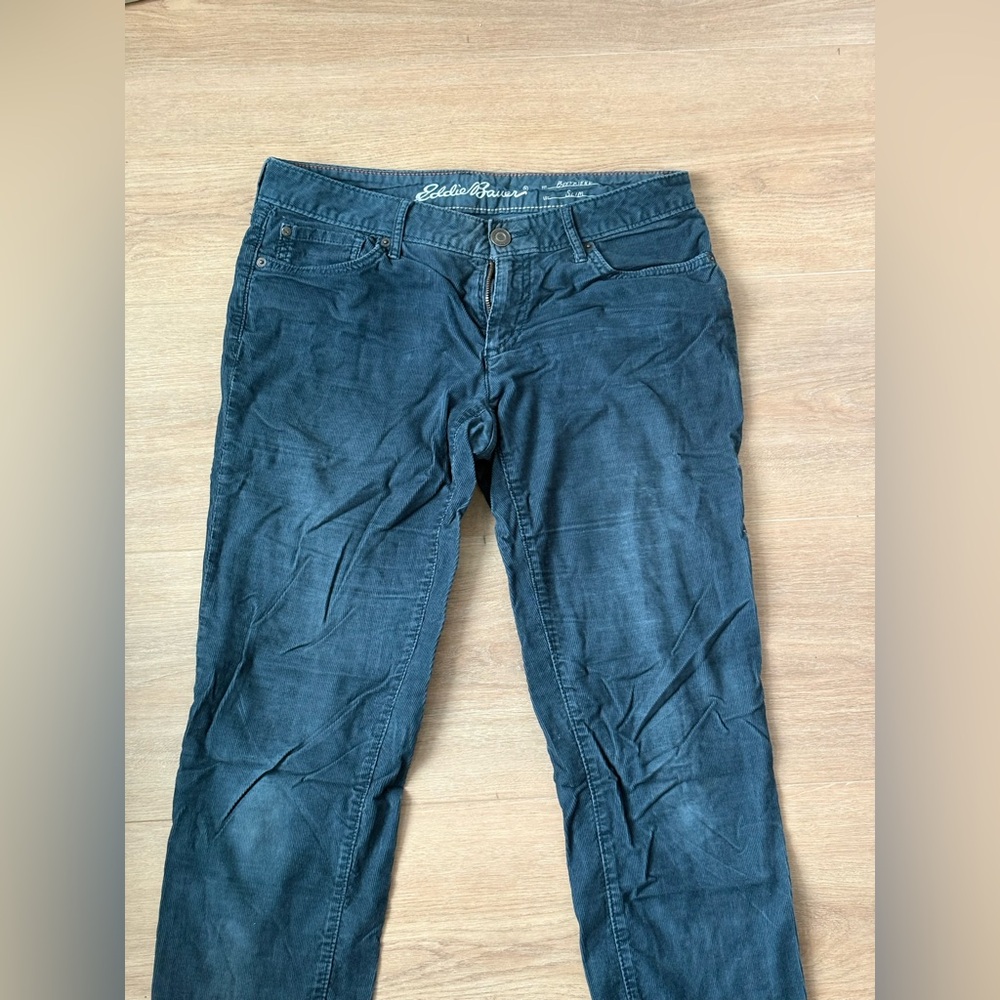 Eddie Bauer Women's Dark Blue Straight Leg Corduroy Pants